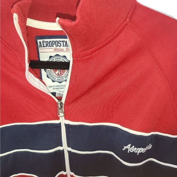 AEROPOSTALE Mens L Red Athletic Brand Full Zip Track Jacket Long Sleeve - Picture 3 of 4